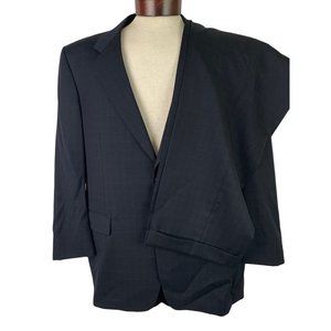 46R Trussini Men's 2 Piece Navy Blue Wool Suit Subtle Plaid (Italy 56)
